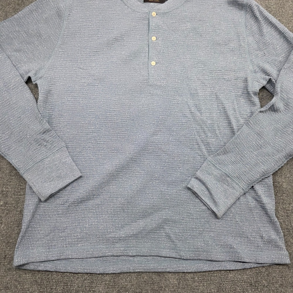 RRL Ralph Lauren Waffle Knit Henley Shirt Men's XL Gray Blue Long Sleeve - Picture 4 of 12